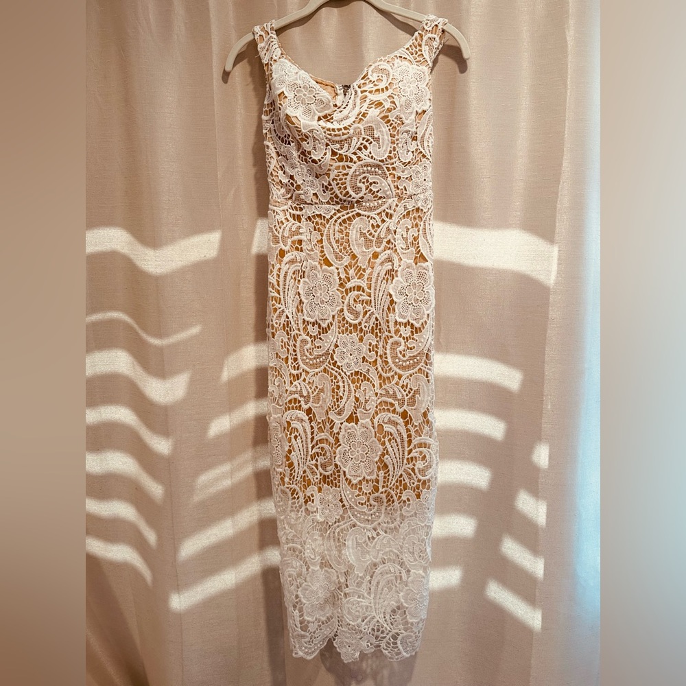 White nude lace dress from missguided